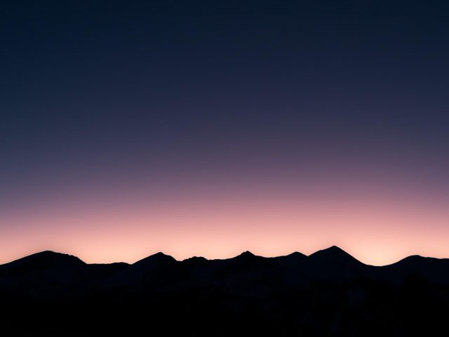 Mountainous skyline at dusk